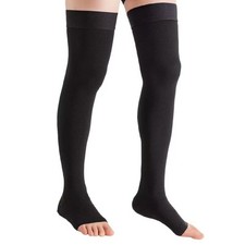 Thigh High Compression Stockings 20-30mmHg, Toeless X-Large, Black