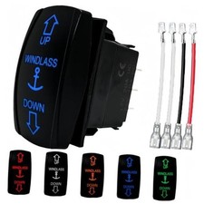 Anchor Windlass Rocker Switch 12V-24V 4 Pin SPDT (ON)-Off-(ON) 3 Position Blue