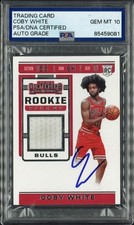 2019-20 Panini Contenders Rookie Ticket Swatches Coby White PSA 10 Auto RPA RC