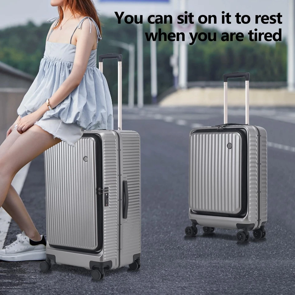 Juego de equipaje de mano y facturado con marco de aluminio 20/29 de 2 piezas con apertura lateral... Foto 2 de 4