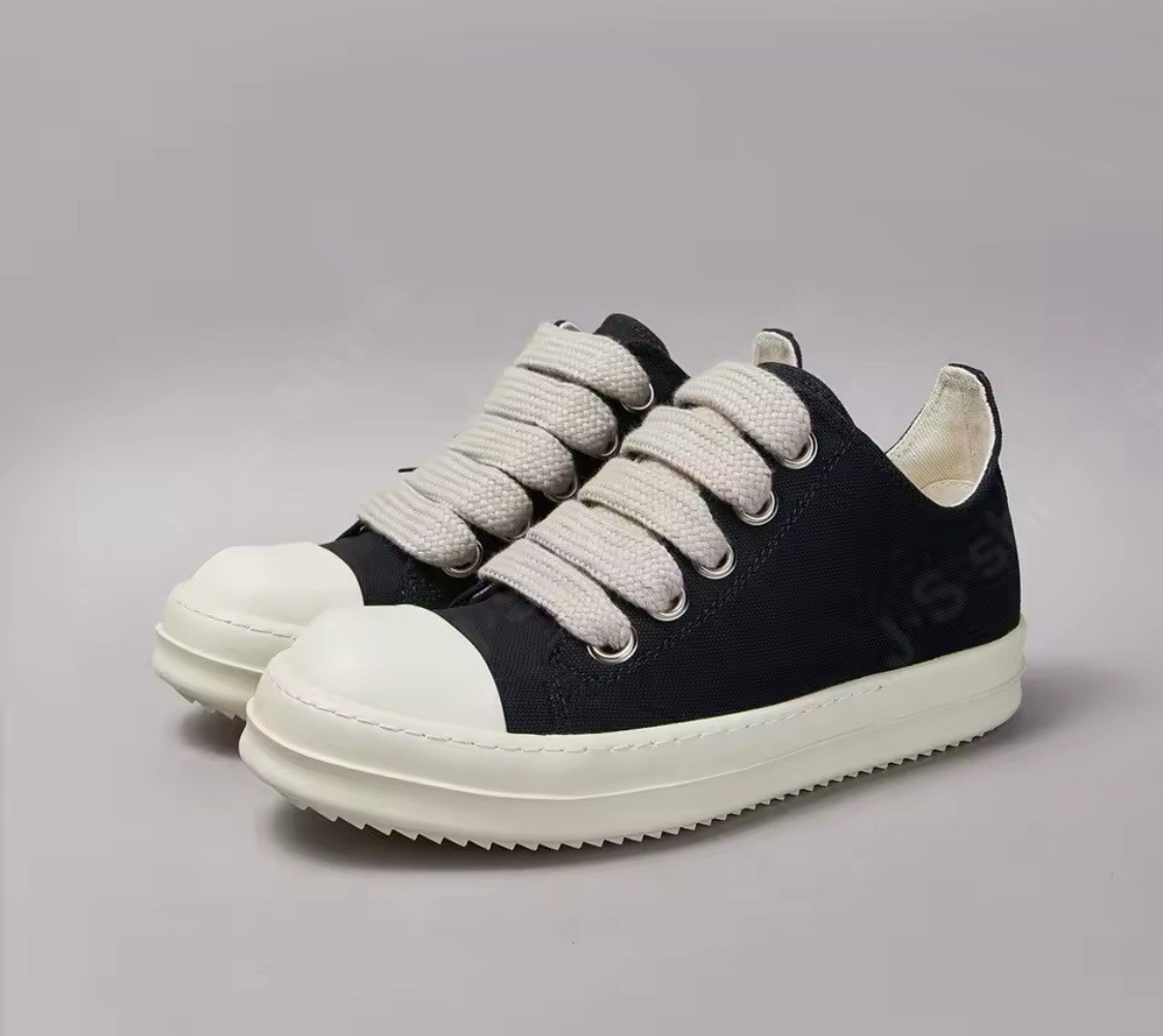 Size 9.5 Rick Owens Porterville Low Top Sneaker Black Canvas