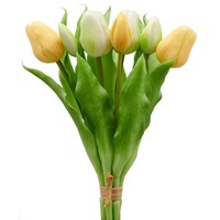 KüNstlicher Tulpenbund, 2Er Set, Farbe Weiß-Gelb, HöHe Ca. 31 Cm