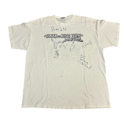 SWAY KING TECH BACK 2 BASICS HIP-HOP WHITE SHIRT SIGNED JUICE T KWELI 2XL (36)