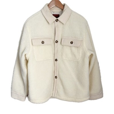 Rip Curl High Tide Oversized Sherpa Shacket Jacket Cream Fleece Women Medium