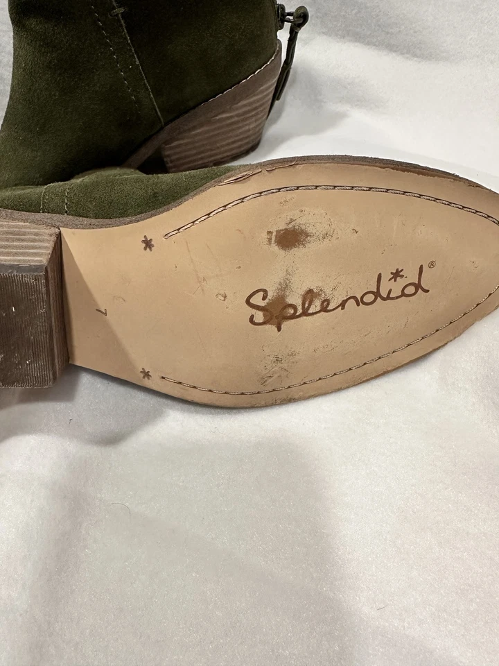 Espléndidas Botas Para Mujer Talla 7 Gamuza Botines Tacón Bloque Cremallera Zapatos Informales Foto 4 de 4