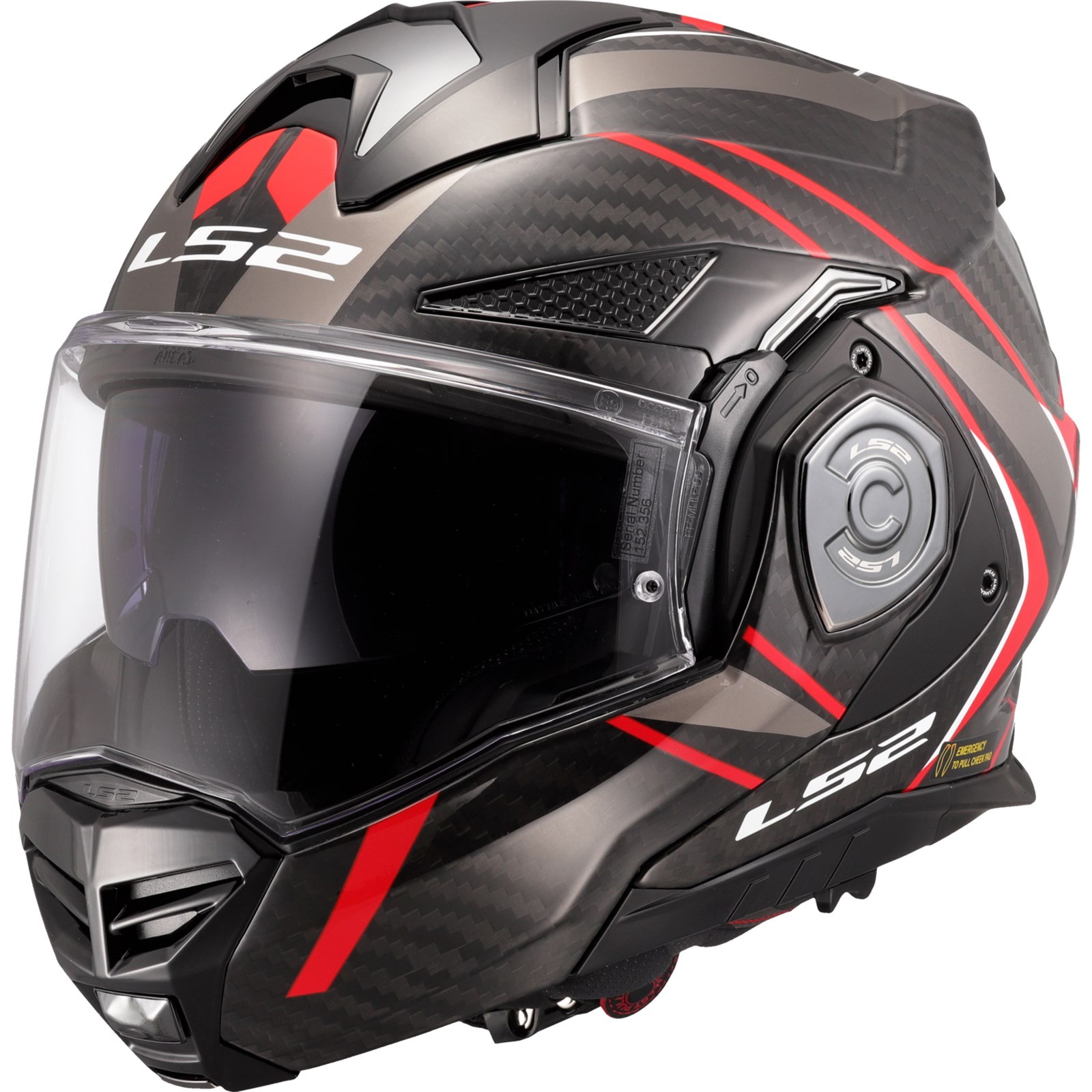 Motorcycle Helmet L - LS2 FF901 Advant X Carbon Future II 2 Flip Helmet Red