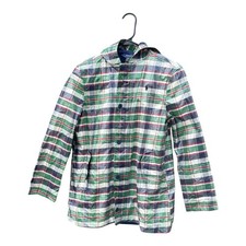 Polo Ralph Lauren Water Resistant Plaid Hooded Raincoat Jacket Girls Large 12-14