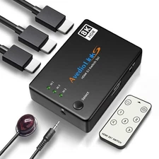 8K HDMI Switch 3 in 1 Out Support 4K@120Hz, HDMI 2.1 Switch with Remote, 8K@6...