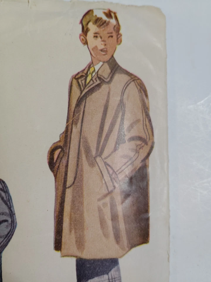 Simplicity 2347 Coat Cap Hat Sewing Pattern Boys 4 4T VTG 50s Long Church Formal - Image 4 of 4
