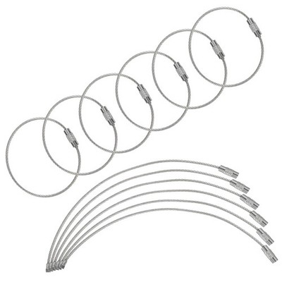 100 Pcs Wire Keychain Cable, 6 Inch Metal Wire Key Ring Loop, Silver