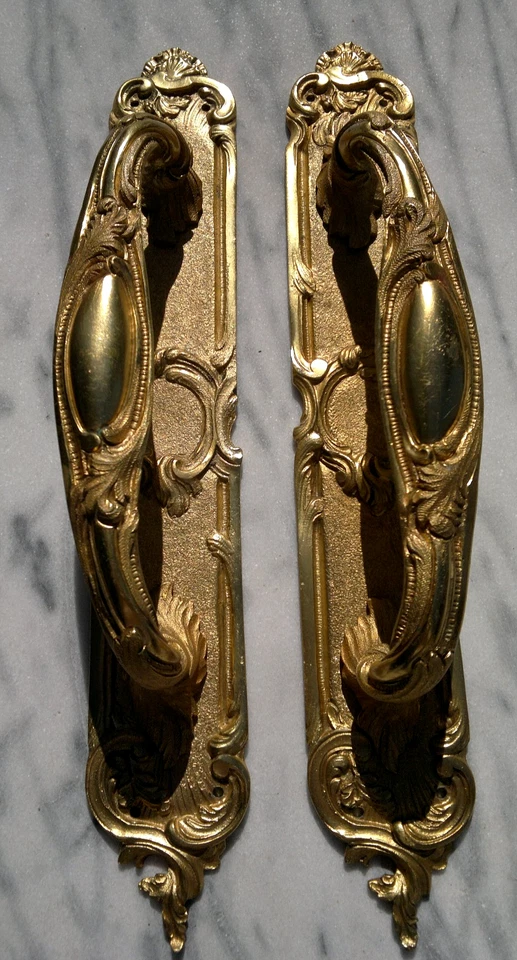 Pair of Vintage Gilt Brass Door Pull Handles - Image 2 of 4