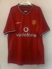VINTAGE MANCHESTER UNITED JERSEY 2000/2002 SIZE L RED UMBRO FUTBOL CLEAN  VG