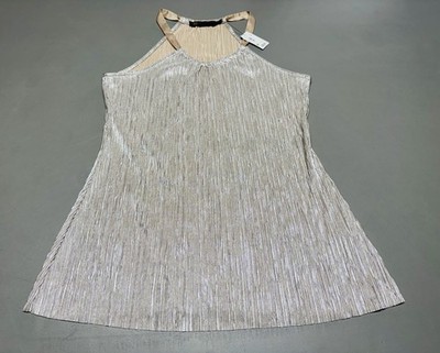 Y2K NWT Tan/Silver Shimmer Sleeveless Halter Top The Limited - Outback Red Sz S