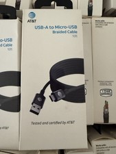 Lot 120 AT T Android USB-A to Micro-USB 10FT Braided Charge Sync Cable Black