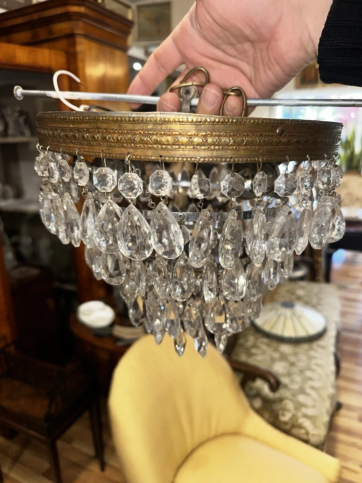 "Lámpara de techo de cristal vintage montaje al ras pastel de boda plata 10""" Foto 4 de 4