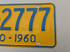 1960 OHIO LICENSE PLATE BC·2777 Yellow/Blue Good Condition — photo 3