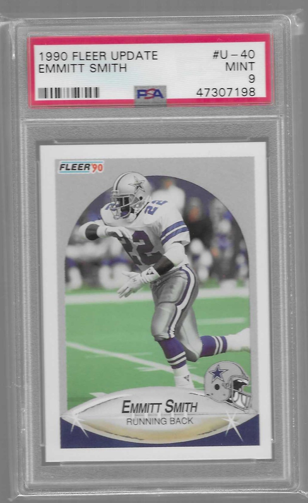 1990 Fleer Update #U-40 RC, Emmitt Smith (Dallas Cowboys) PSA 9 47307198