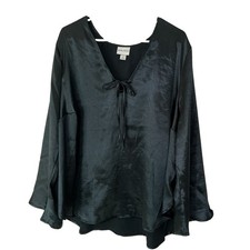 Ava & Viv Satin Bell Sleeve Tunic Blouse Wome...