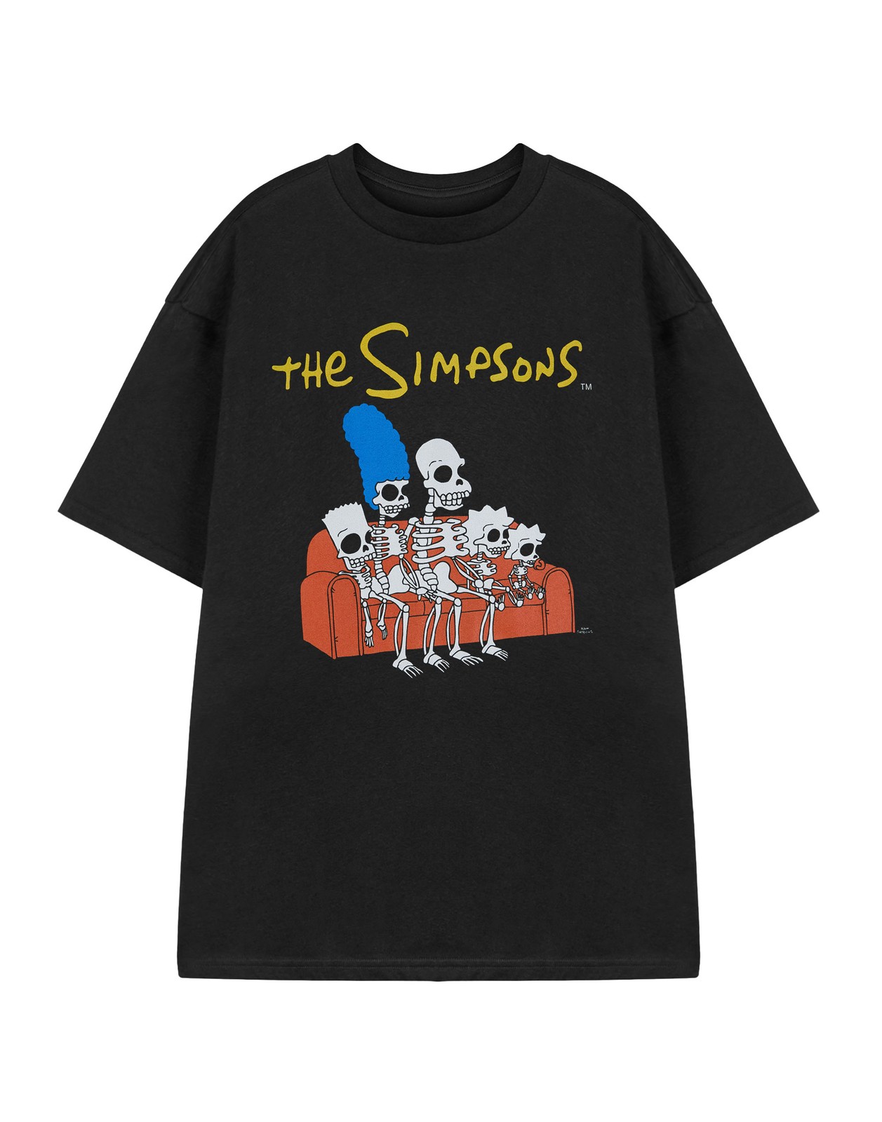Футболка The Simpsons Schwarzes Skelett Couch Kurzarm Herren