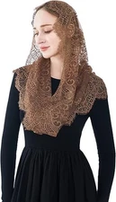 Elegant Floral Catholic Church Veil, Soft Mantilla Chapel Prayer Scarf Wrap S...