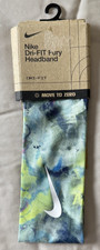 Nike Dri-Fit Fury Headband Logo Green Spatter Design NEW
