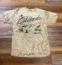 Vintage 90s Colorado Map Tshirt Beige Size Medium
