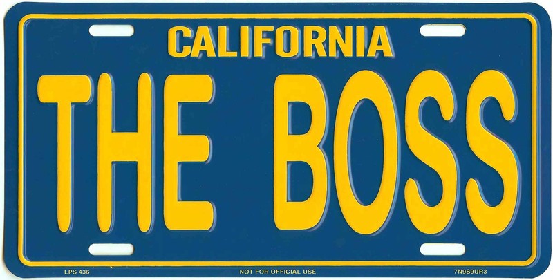 CALIFORNIA THE BOSS METAL LICENSE PLATE AUTO TAG #436-00