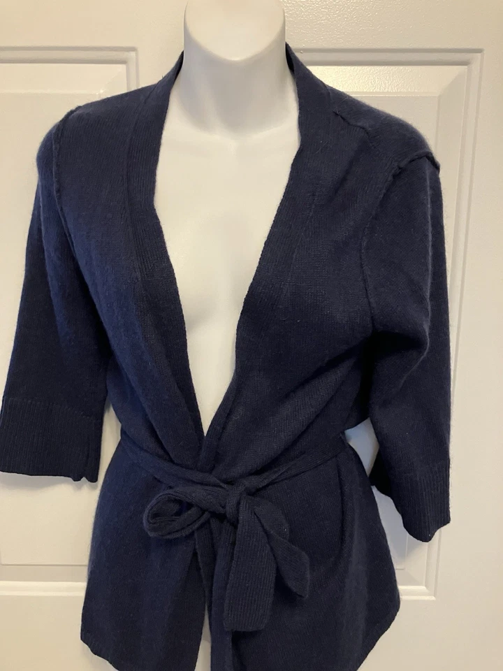 Cárdigan suéter para mujer Heritage 1981 talla pequeña azul marino mezcla de lana con angora Foto 2 de 4