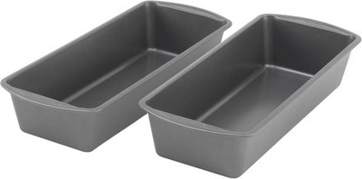 Set of 2 Extra Large 13'' x 5'' Nonstick Steel Bread Loaf Pans, Gray - Set of T...