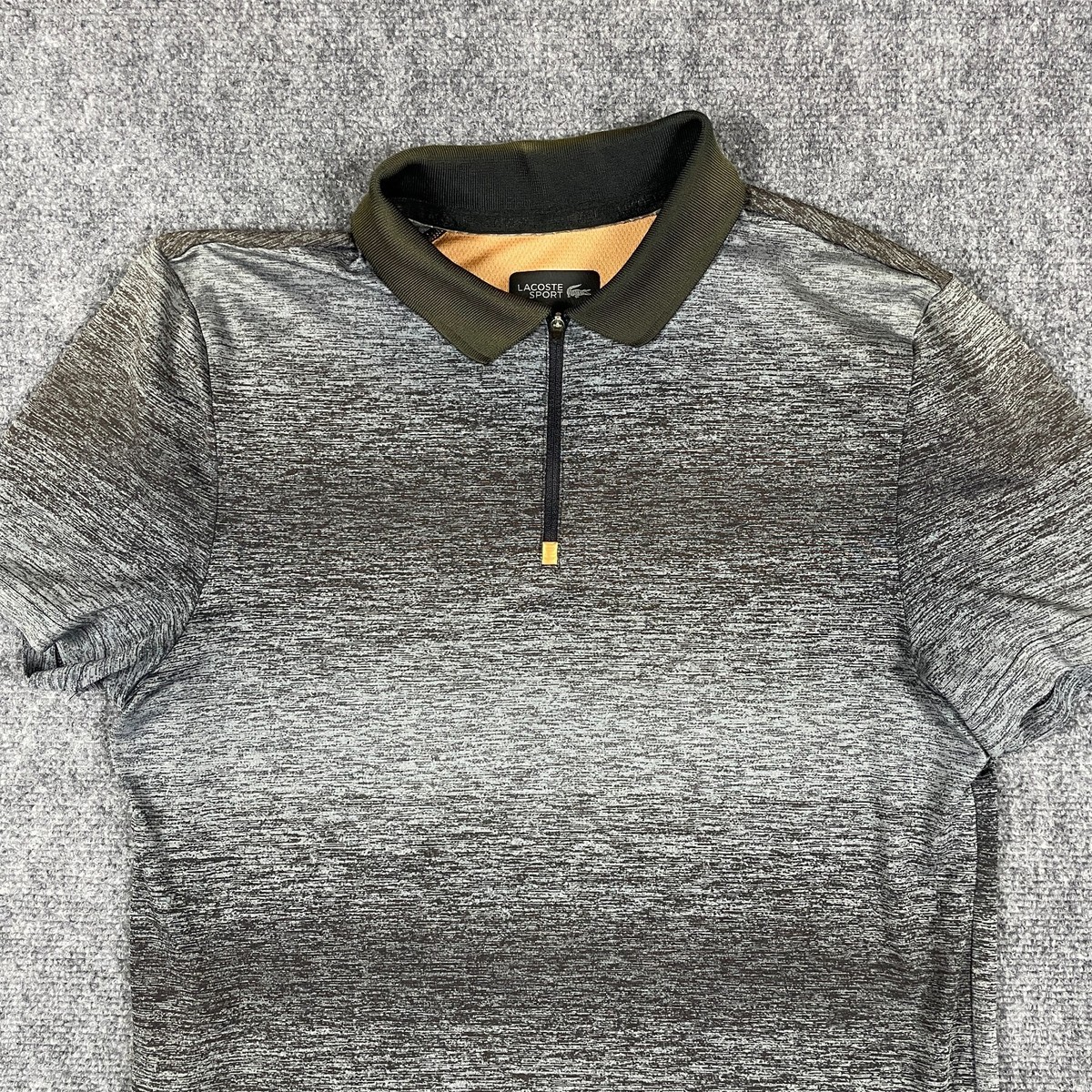 LaCoste Sport 1/4 Zip Polo Golf Performance Shirt Men L Gray