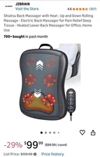 Shiatsu Back Massager with Heat : Up and Down Rolling, Electric REG $140