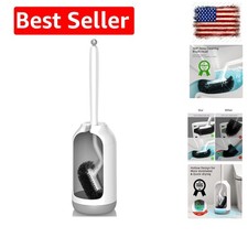Toilet Bowl Brush Holder Set: Curved Bristle for Deep Cleaning S-shaped Den...