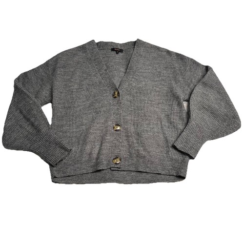 Quince Women's Wool & Baby Alpaca Blend Cropped Cardigan Medium M Gray