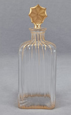 Antique Bohemian Ribbed Pattern Molded & Gold 6 3/8 Inch Perfume Bottle