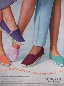 PUBLICITÉ DE PRESSE 1967 MONOPRIX LES BASQUAISES GABARDINE COTON LES  ESPADRILLES | eBay