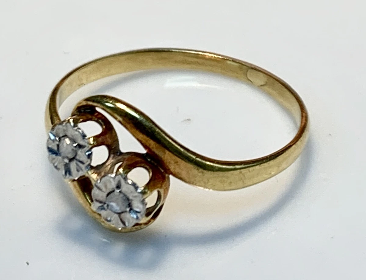 Magnificent Ring Gold 18 Carat You And Me Diamonds 0.02 0.0536oz