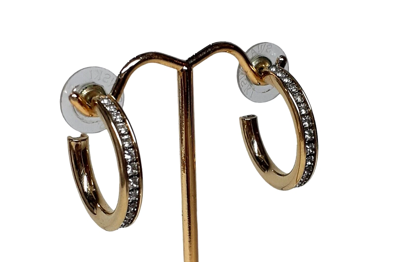 Orecchini a cerchio Swarovski tono oro 1" con piccoli cristalli elegante bellezza