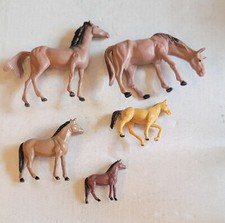 Horse Family Lot Of 5 Vintage Toys Plastic, Really Cute,Not For Small Children