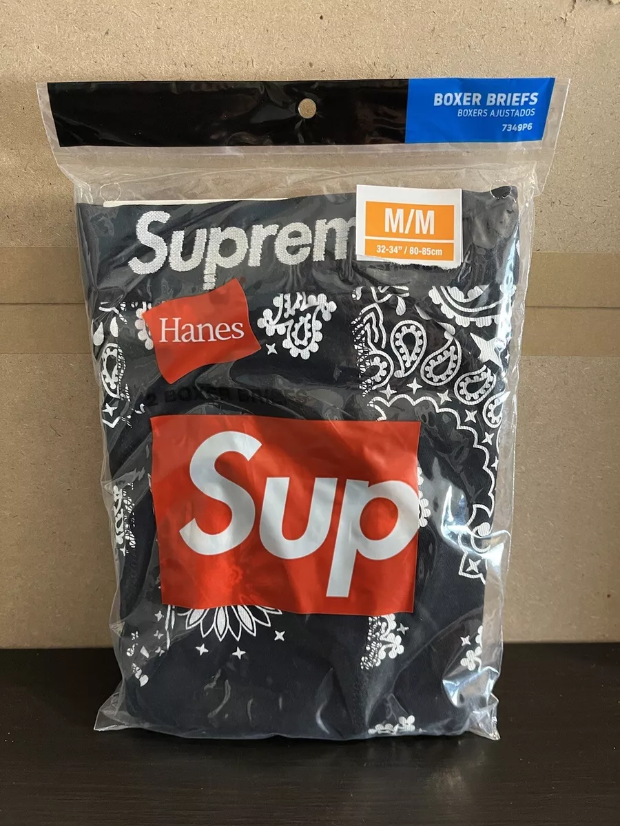 DS SzM - Supreme®/Hanes® Bandana Boxer Briefs Black (2 Boxers in 1 Pack)