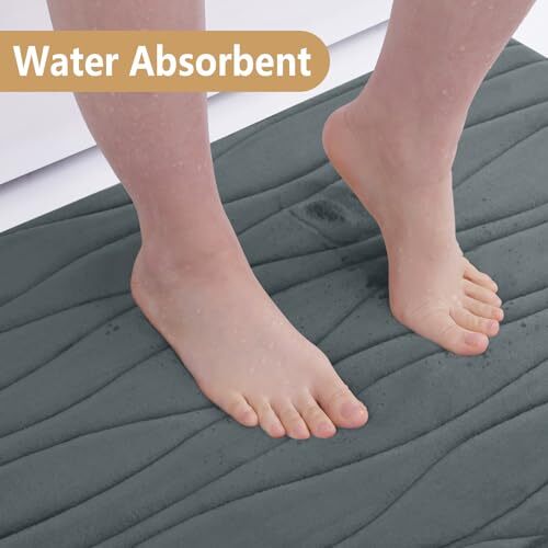 Memory Foam Bathroom Rug Mat 24x16, Extra Soft and Absorbent Bath Mats, Non - Picture 6 of 7