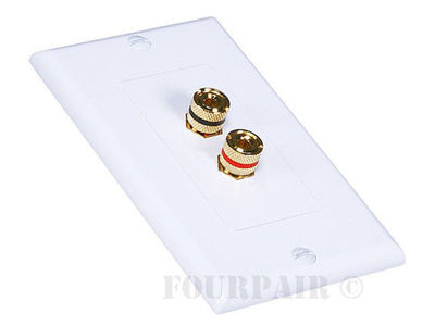 1 Speaker 2 Binding Post Banana Jack Wall Plate Face Plate Surround Sound White
