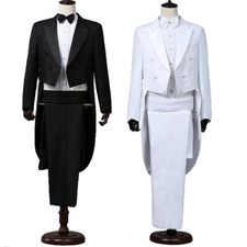 Mens Formal Tailcoat Slim Fit Tuxedo Suit Coats Trousers Set Prom Dress Costume