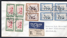 Maroc Maroc CASABLANCA 1956 Enregistré Multi-timbres Couverture postale à NY USA