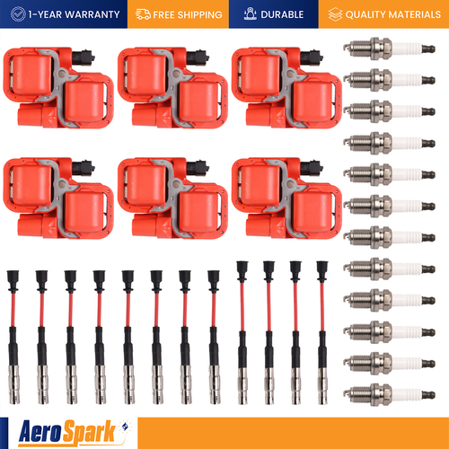 6pcs Ignition Coil & Wire Set & 12 Iridiium Spark Plug for Mercedes