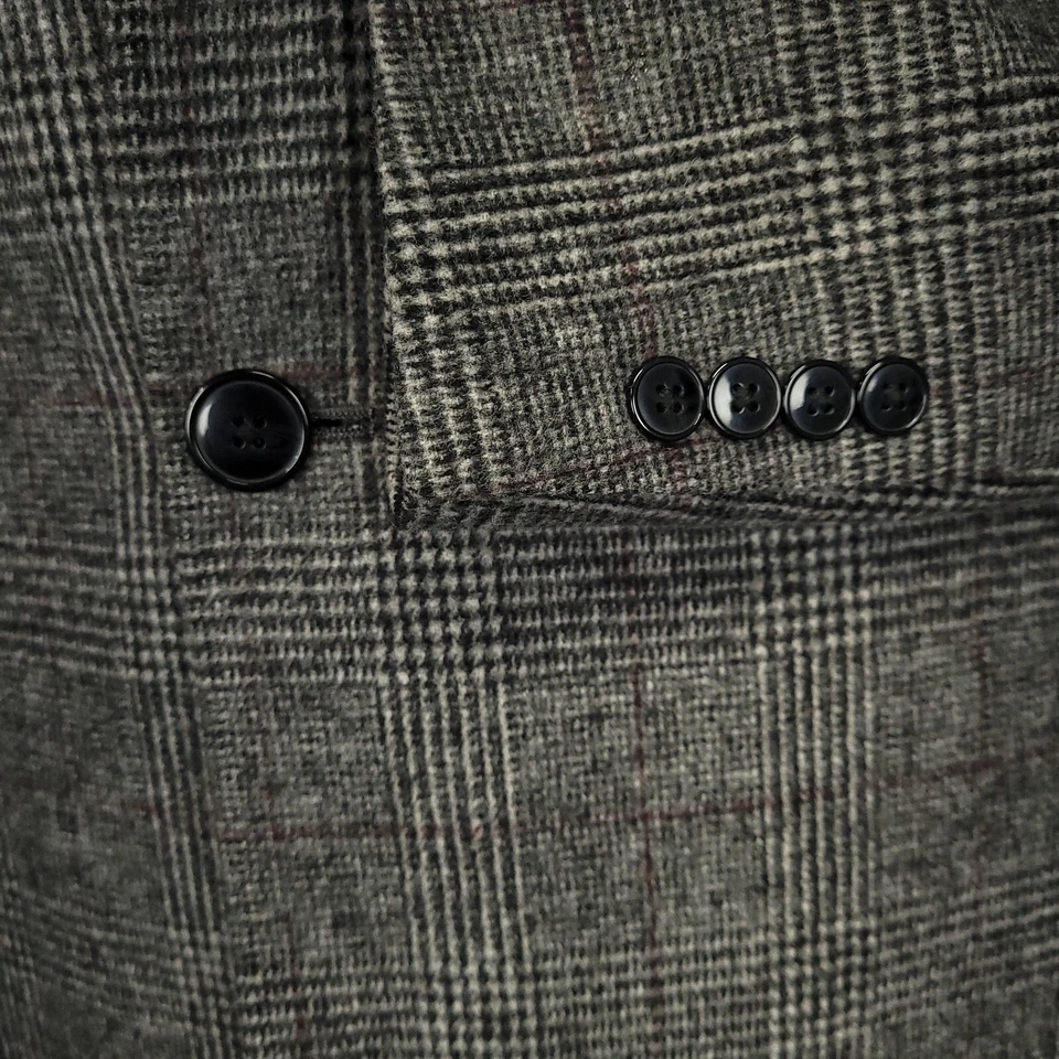 Chaqueta Sean John Para Hombres 40R Gris Glen Cuadros Mezcla de Lana Franela Abrigo Topcoat Foto 4 de 4