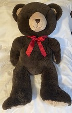 FAO Schwarz Teddy Bear Brown Plush Soft Stuffed Toy Red Ribbon 36"