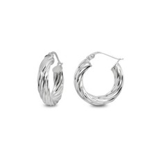 4x20mm Twist Round Click-Top Polished Sterling Silver Small Hoop Earrings