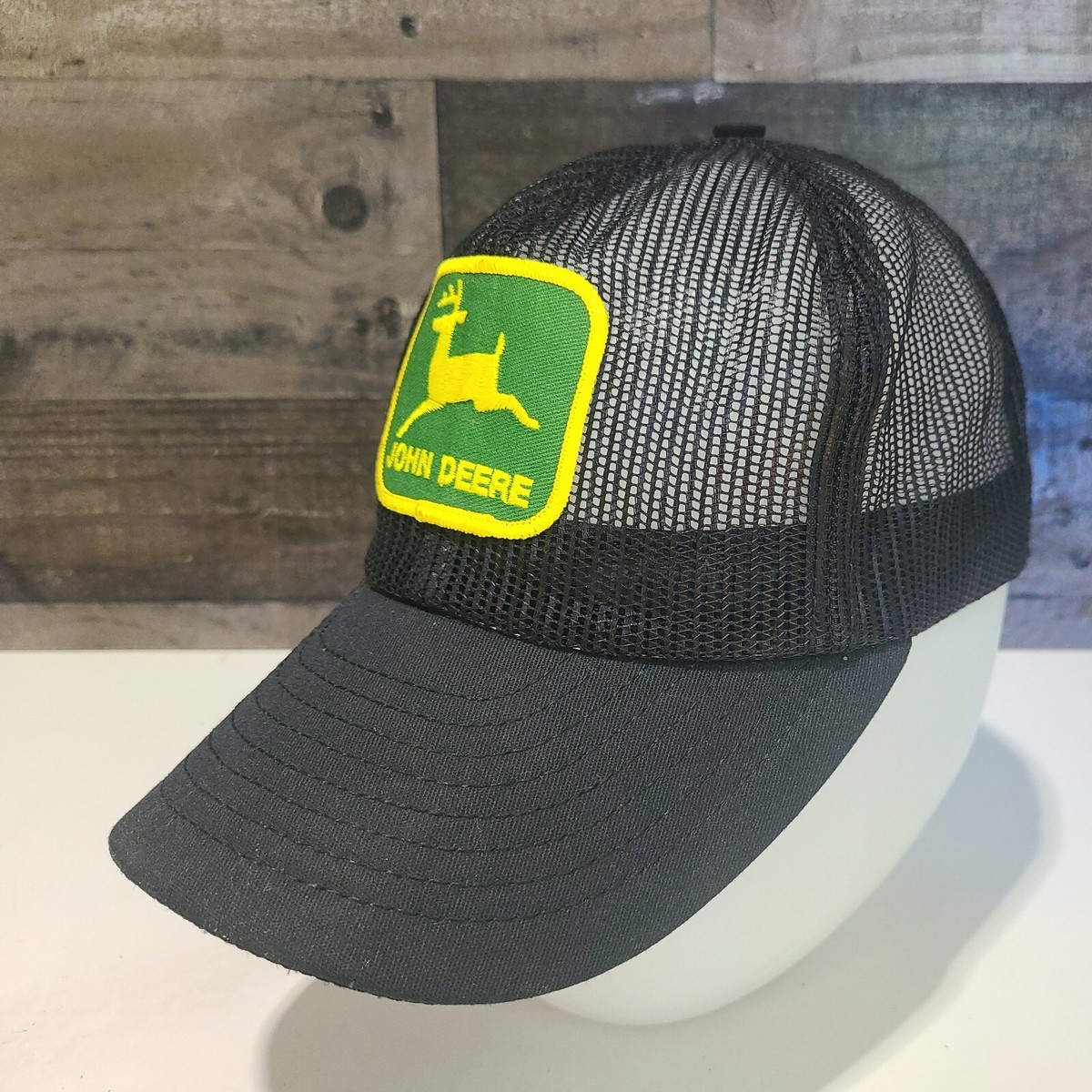 VTG John Deere Tractors Black Full Mesh Trucker Hat Louisville Tractors USA  Cap