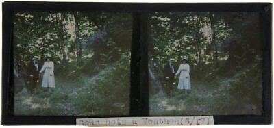 Venthon (7).Savoyen.Unter Holz.Figuren.Autochrom Stereo 6x13cm.Stereoskopisch.