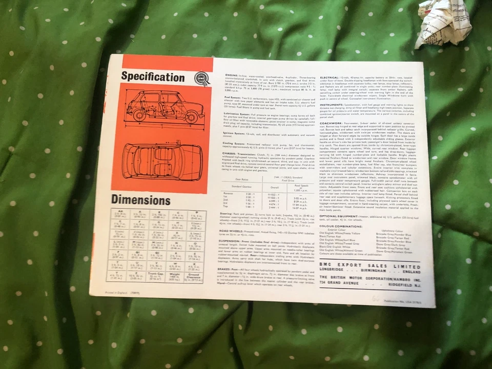 Austin Mini Cooper S 1966 folleto de ventas de carreras suspensión hidrolástica raro fabricante de equipos originales Foto 3 de 4
